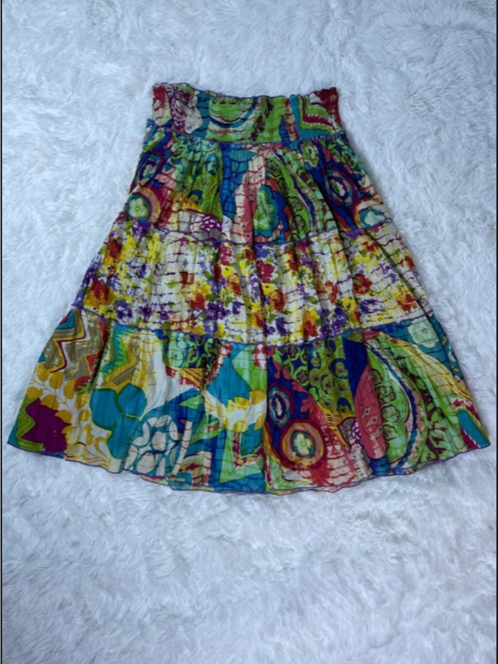 Chaudry KC women’s Boho Tiered Maxi Skirt — Multicolor size L, 100%Cotton NWT